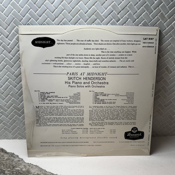 Skitch Henderson His Piano & Orchestra - Paris At Midnight - Brunswick LAT-8187 - Picture 2 of 6